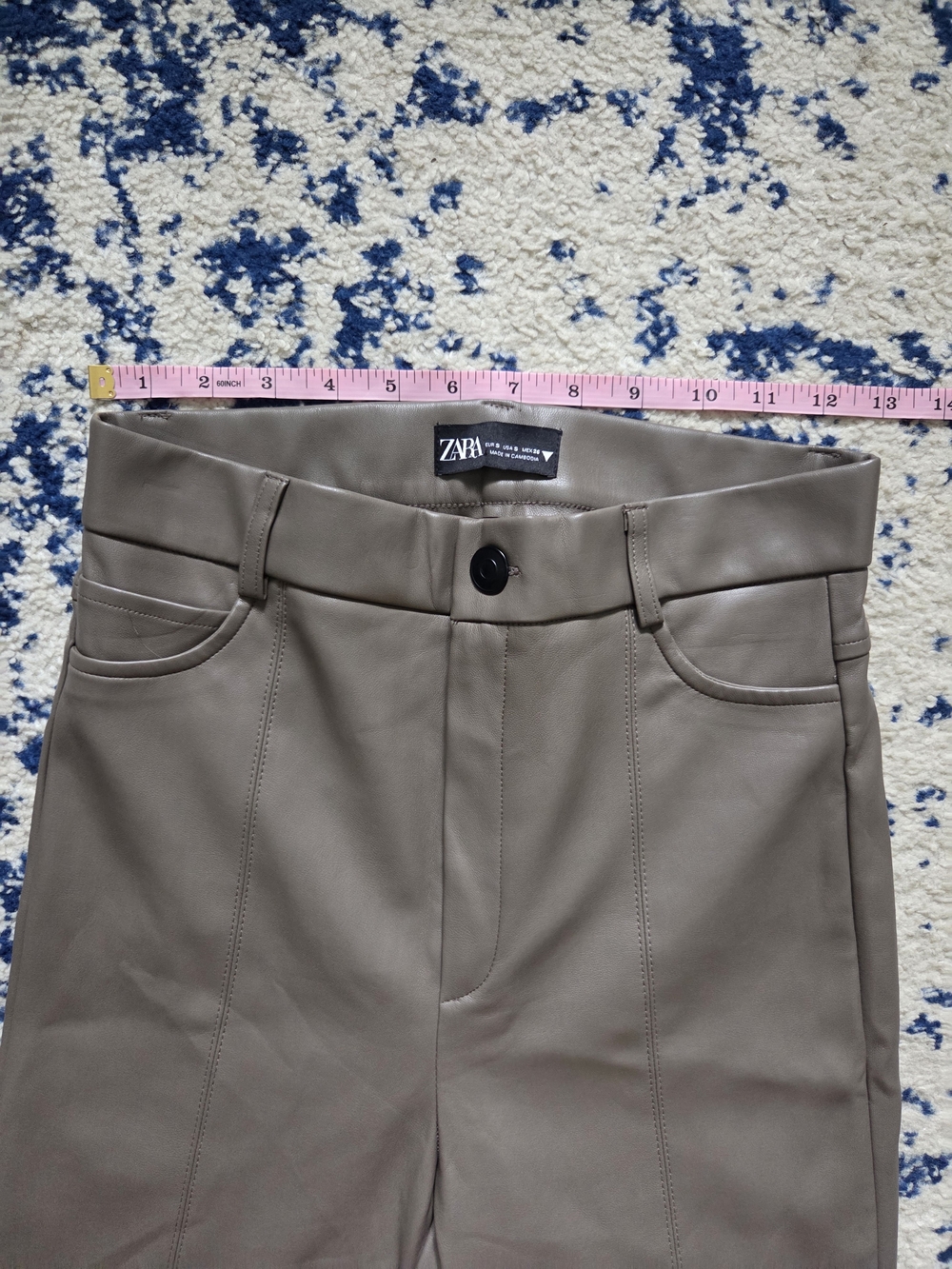 Zara Taupe Faux Leather High-Rise Leggings - Picture 6 of 7